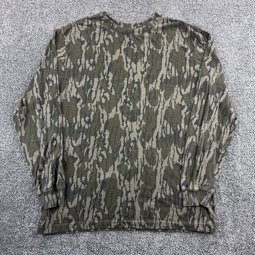 Vintage Mossy Oak Shirt Mens XL Green Bottomland Camouflage Long Sleeve Hunting